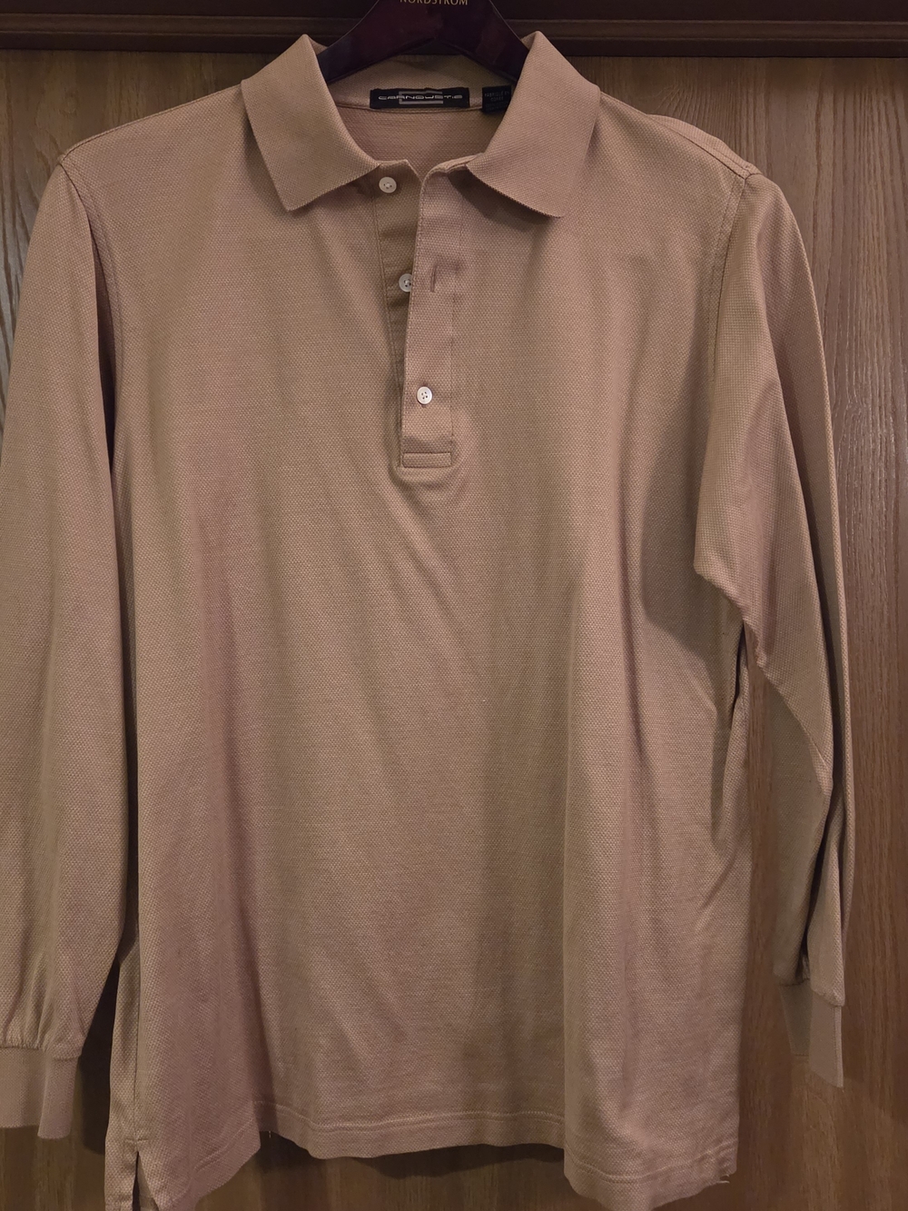 Carnoustie Men's Brown Mercerized Cotton Long Sleeve Polo Shirt Size M